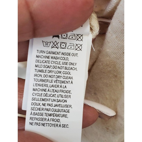 Lucky Brand Women Cream Polyester Round Neck Long Sleeve Pullover Blouse Size M - Picture 10 of 11